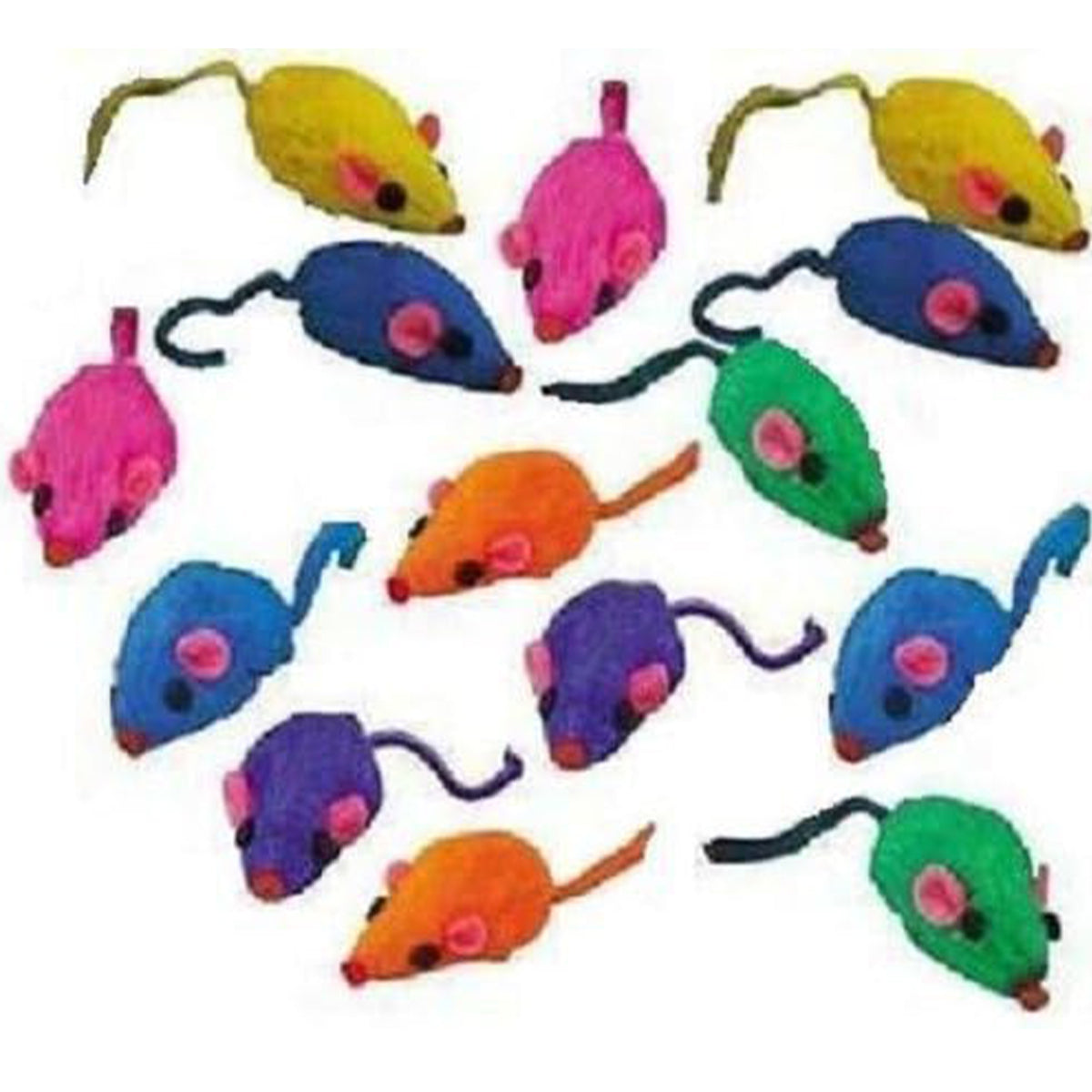 10 Rainbow Mice Cat Toys with Real Rabbit Fur That Rattle by Zanies