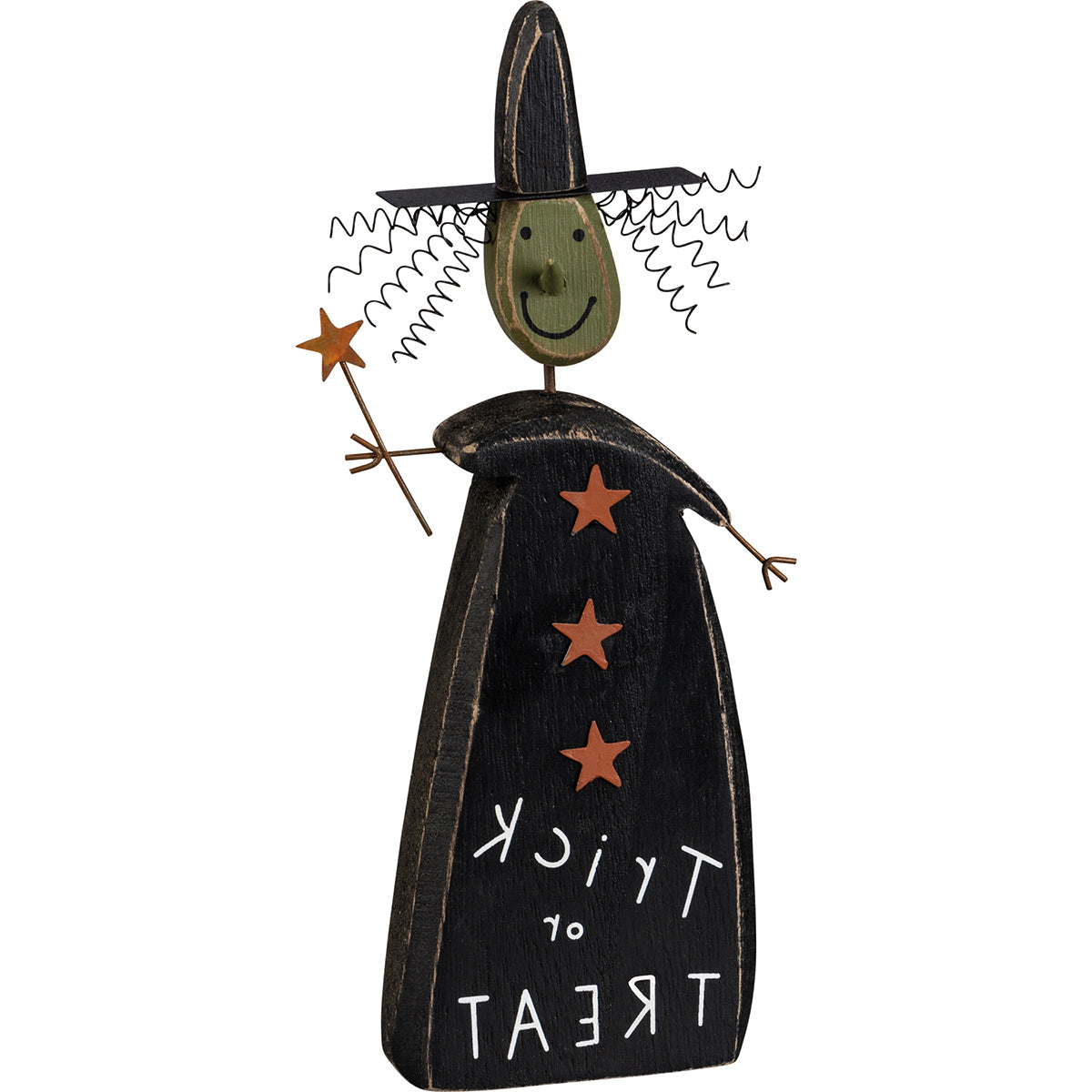 Primitives by Kathy Halloween 8" Chunky Sitter, Tricky Witch, Trick or Treat