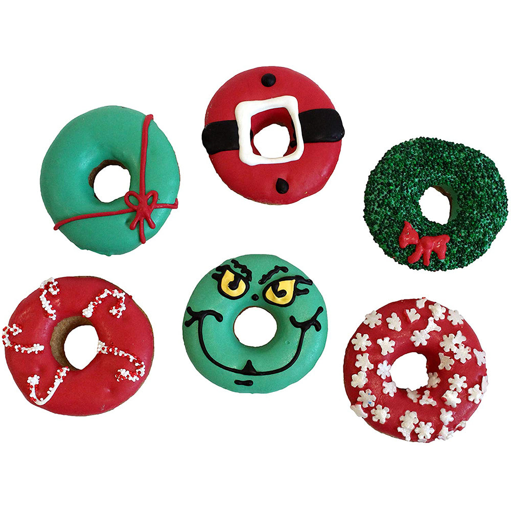 Christmas Donuts Dog Treats- Set of 6- Wreath, Santa, Present & More!