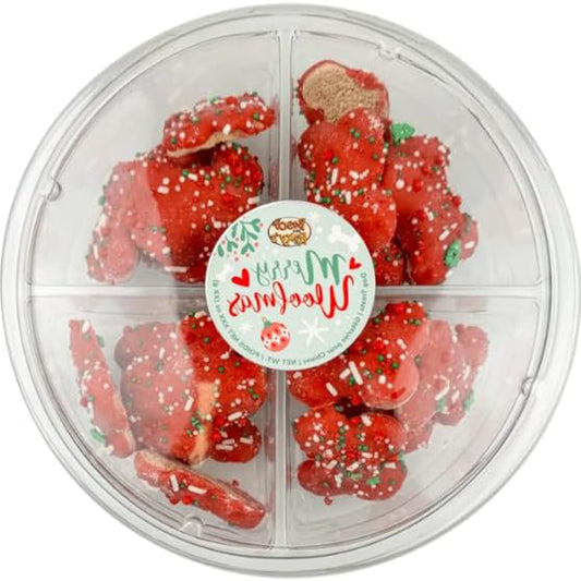 Sprinkled Small Bones Red Christmas Dog Treats Platter
