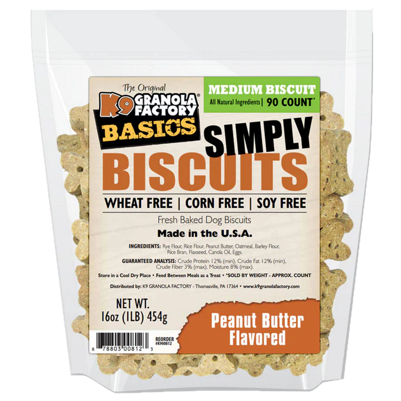 K9 Granola Factory Simply Biscuits With Peanut Butter - Medium 1 lb