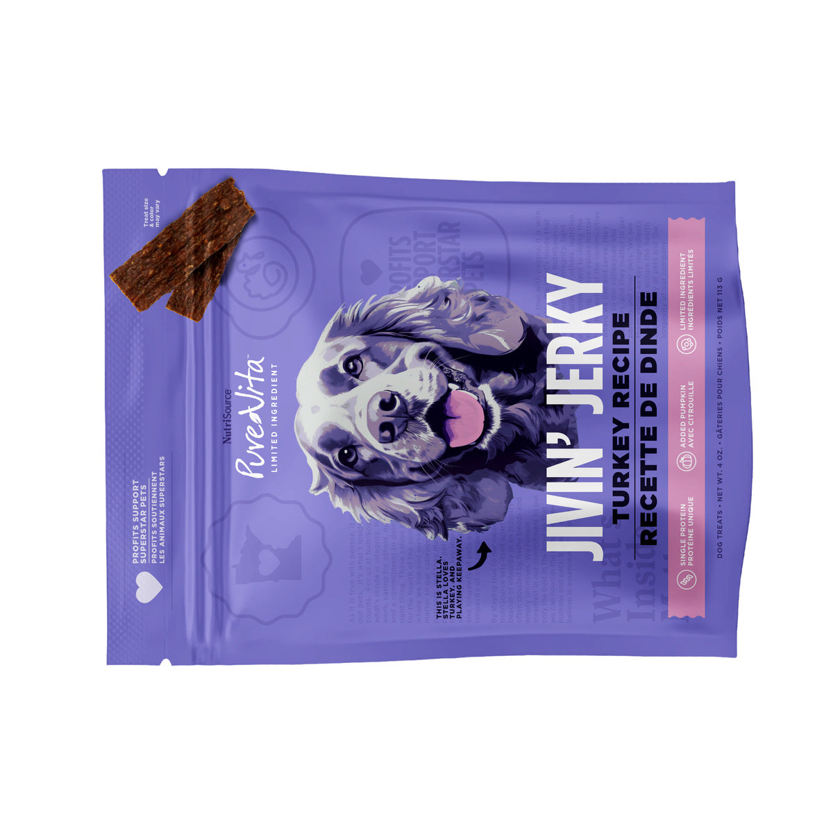 NutriSource PureVita Limited Ingredient Turkey Jerky Dog Treats - 4 oz
