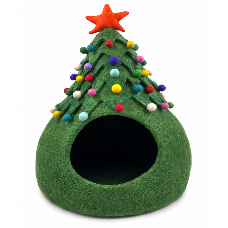 Rising International Inc Felt Christmas Cat Cave Bed