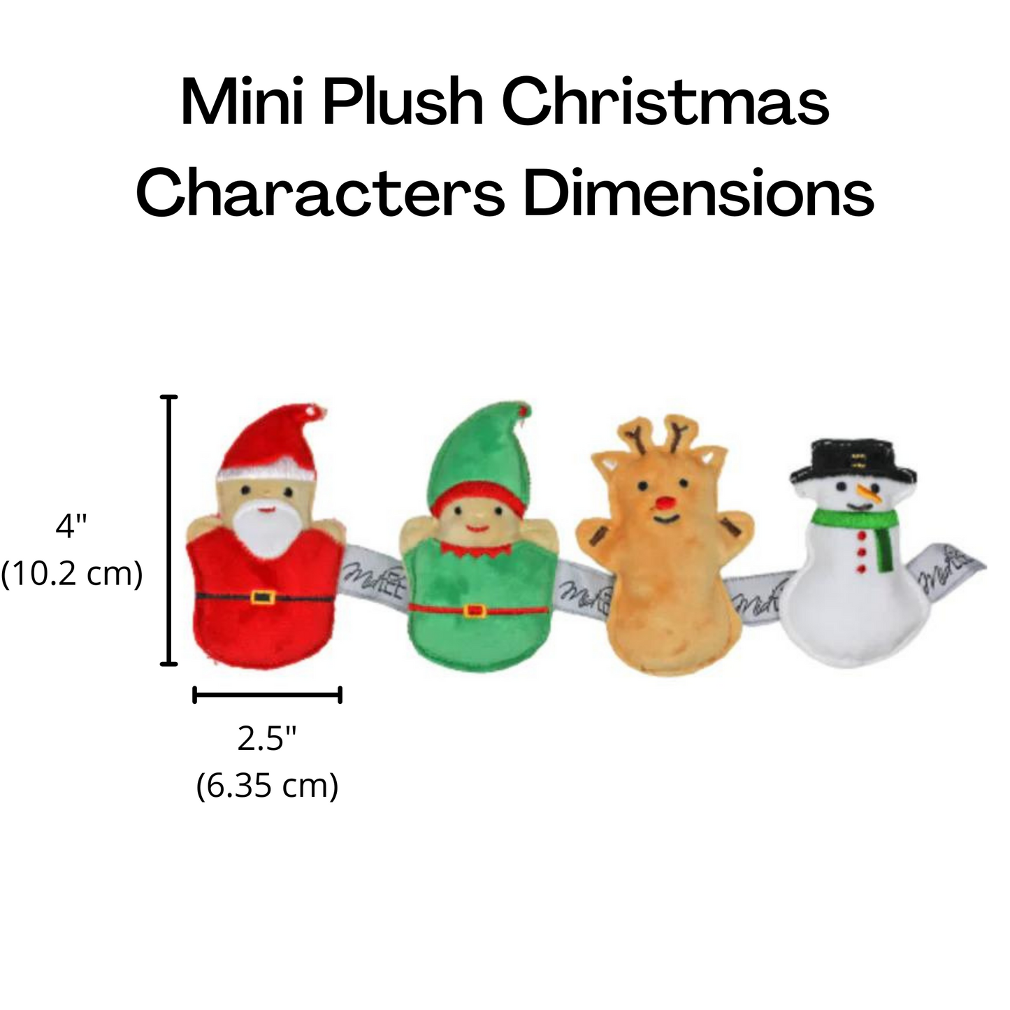 Midlee Mini Plush Christmas Dog Toys- Set of 4- Elf Reindeer Snowman & Santa (4")