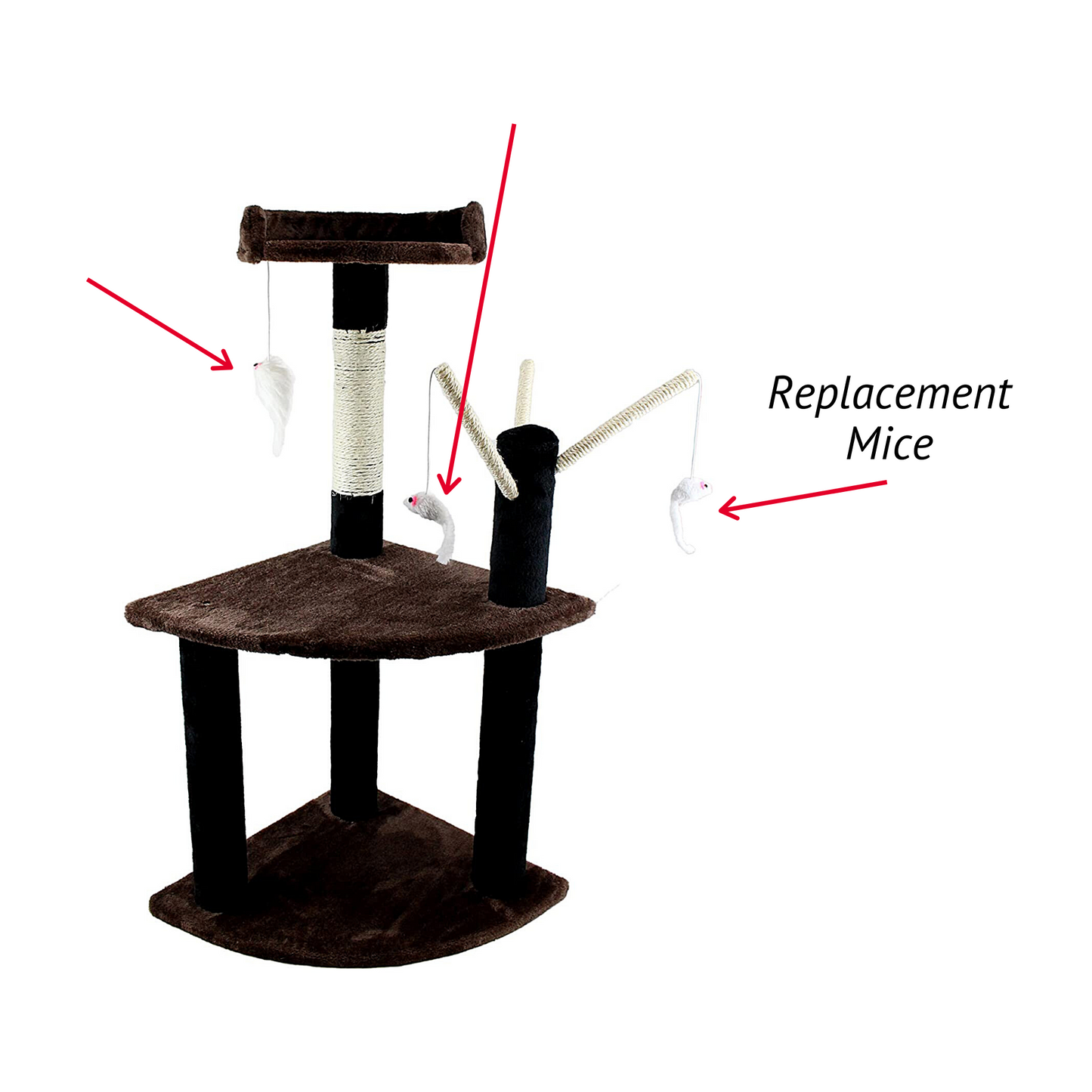 Midlee Replacement Hanging Mice Pack of 4 for Cat Furniture