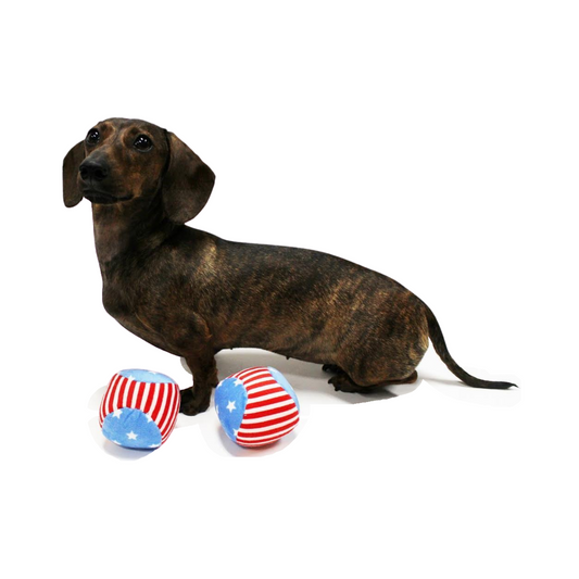Midlee Star & Stripes 4th of July Dog Ball Toy 4" Pack of 2 (Large)