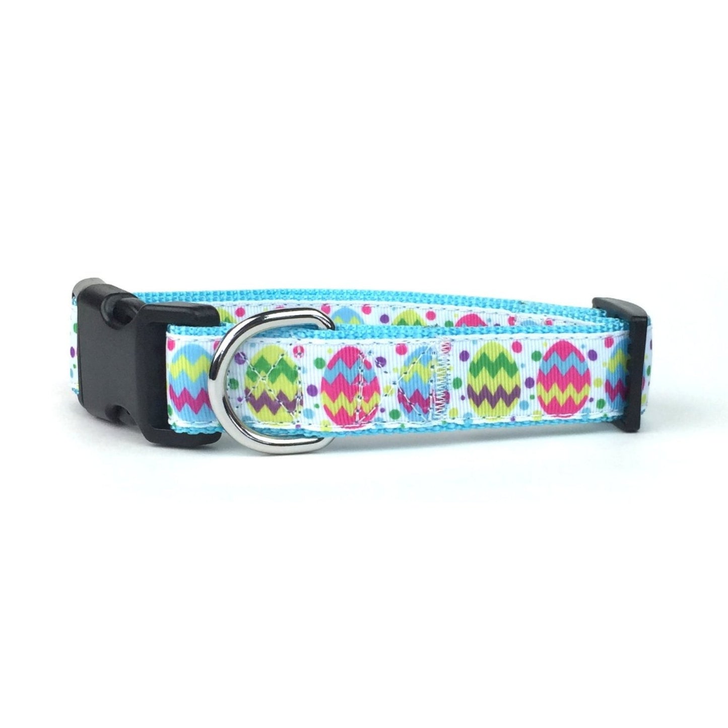 Midlee Decorated Easter Egg Nylon Ribbon Dog Collar (Medium, Blue)