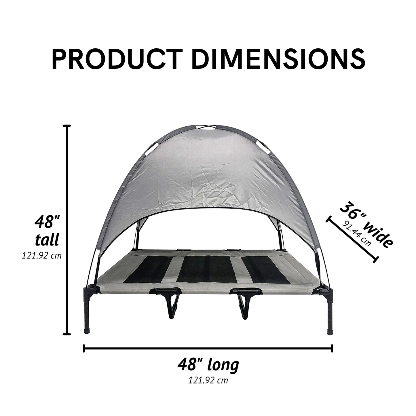 Midlee Grey Dog Cot with Canopy Elevated Pet Bed