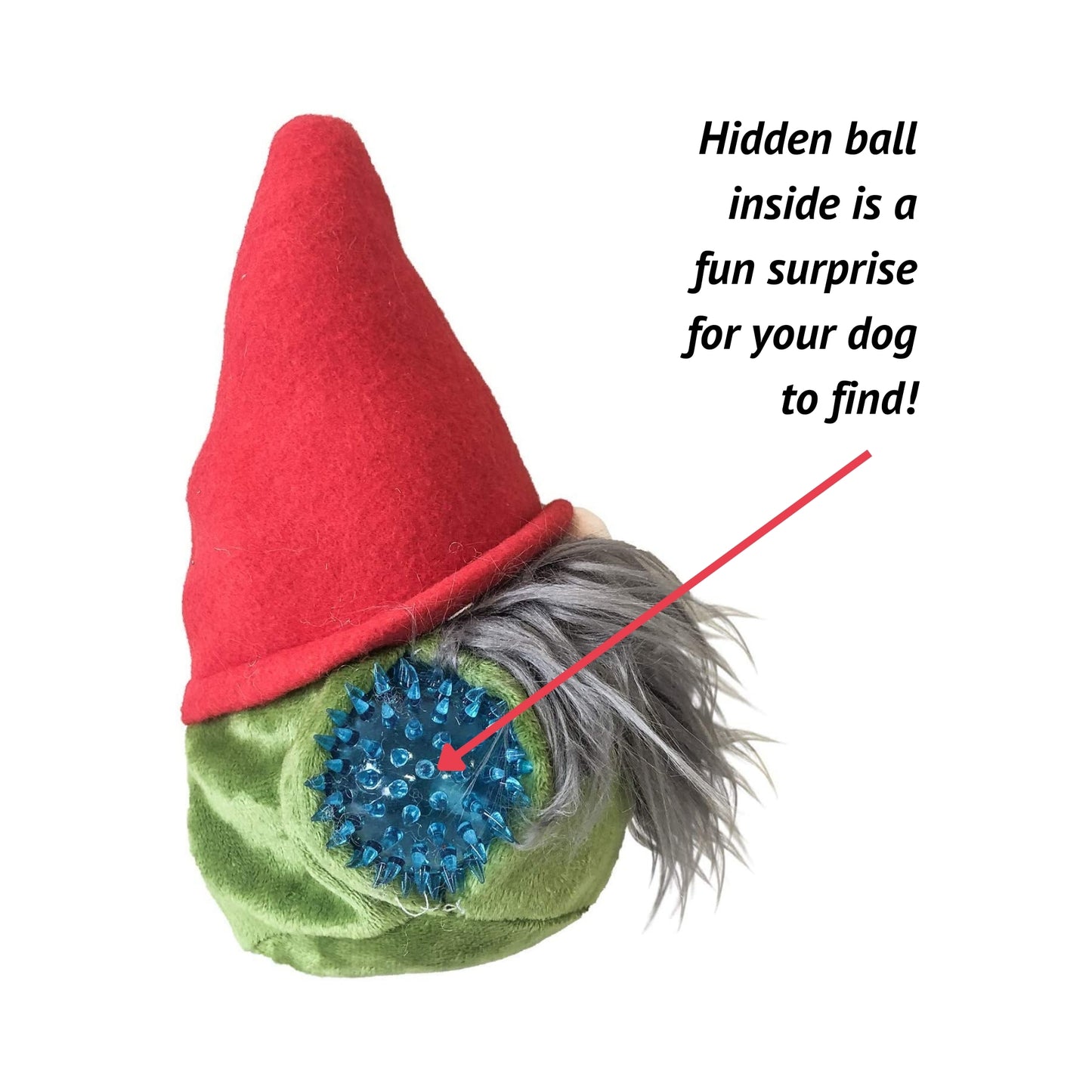 Midlee Gnome Hidden Ball Christmas Dog Toy- Plush Squeaky Gift
