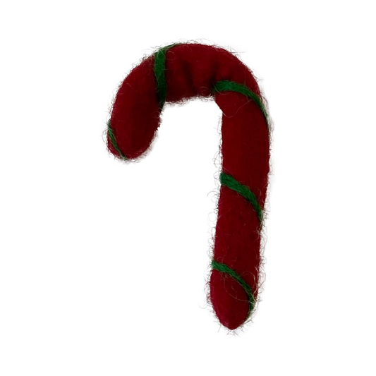 Midlee Felt Wool Christmas Candy Cane Cat Toy- Set of 2