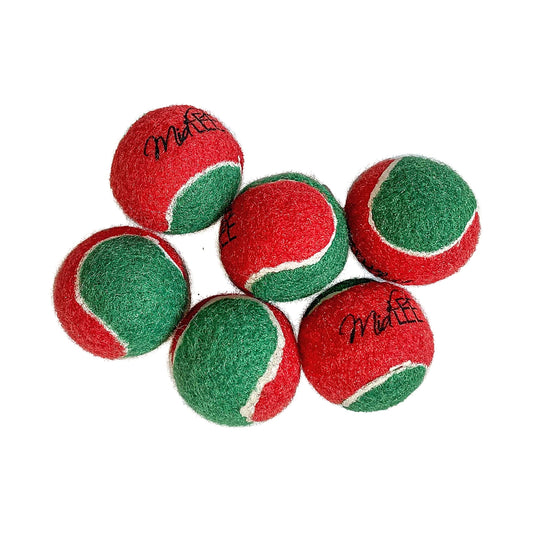 Midlee Candy Cane Filled 1.5" Dog Tennis Balls- Set of 6 Balls