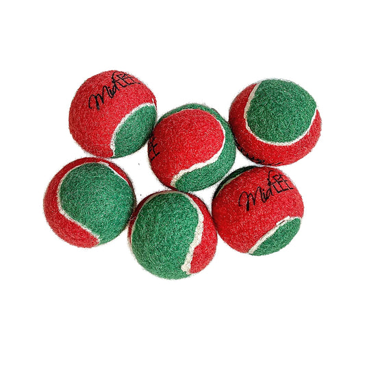 Midlee Candy Cane Tennis Balls Dog 1.5" Balls with Squeaker- Set of 6
