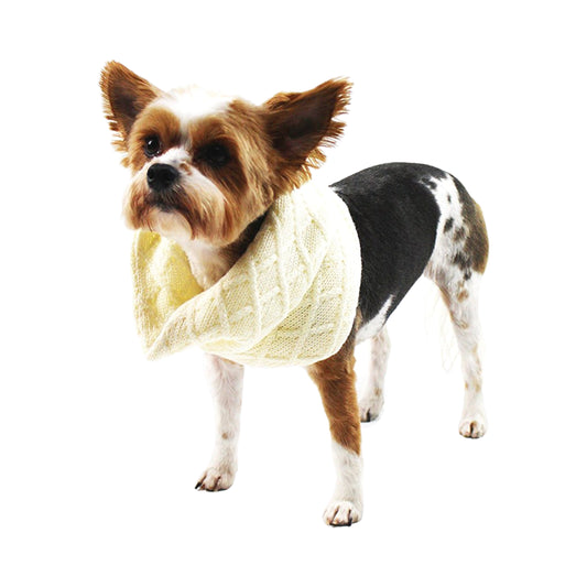 Midlee Cream Knit Infinity Scarf for Dogs (Small)