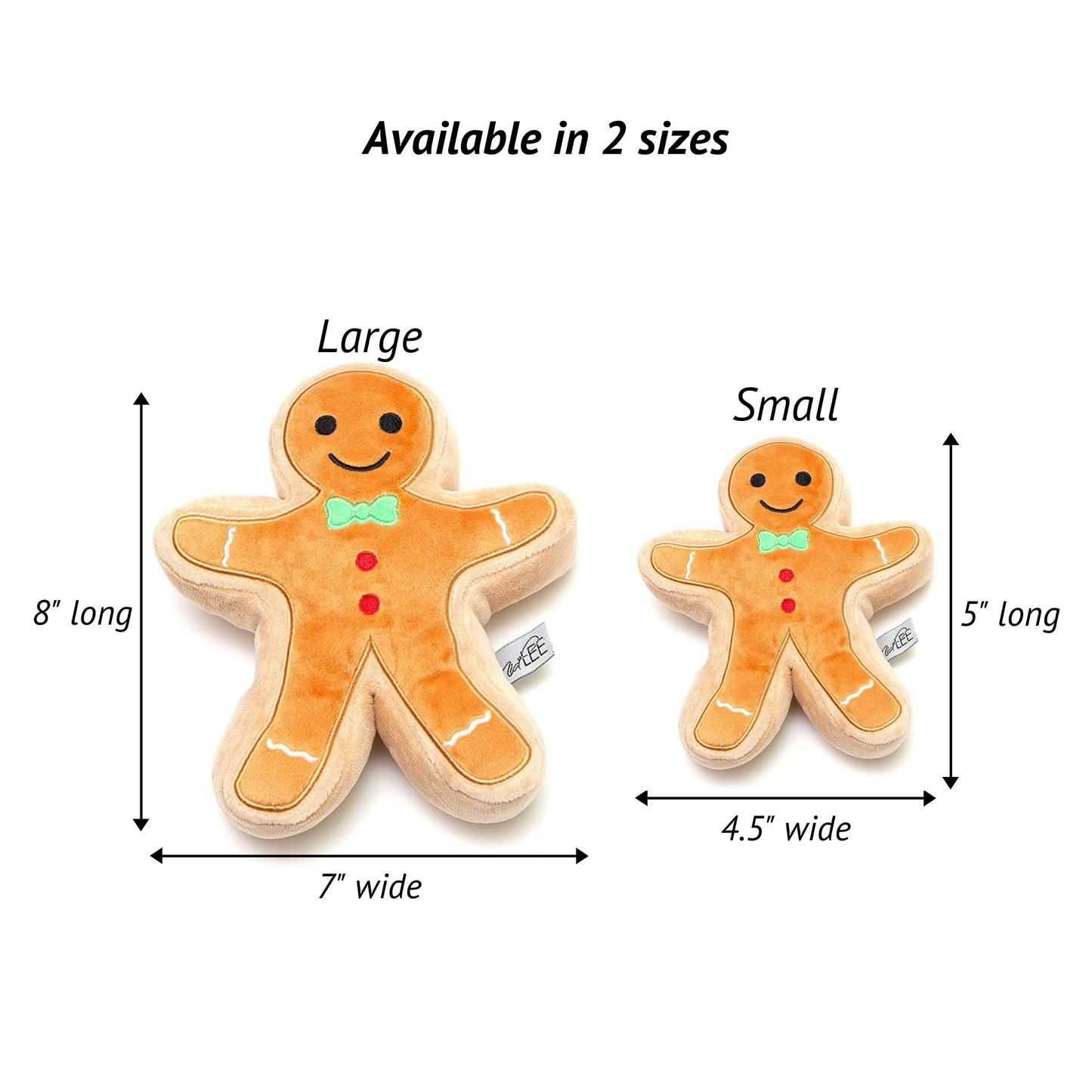 Midlee Christmas Sugar Cookie Plush Dog Toy (Gingerbread Man, Small)