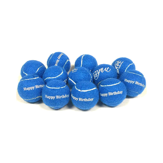 Midlee Blue Happy Birthday Dog Tennis Balls