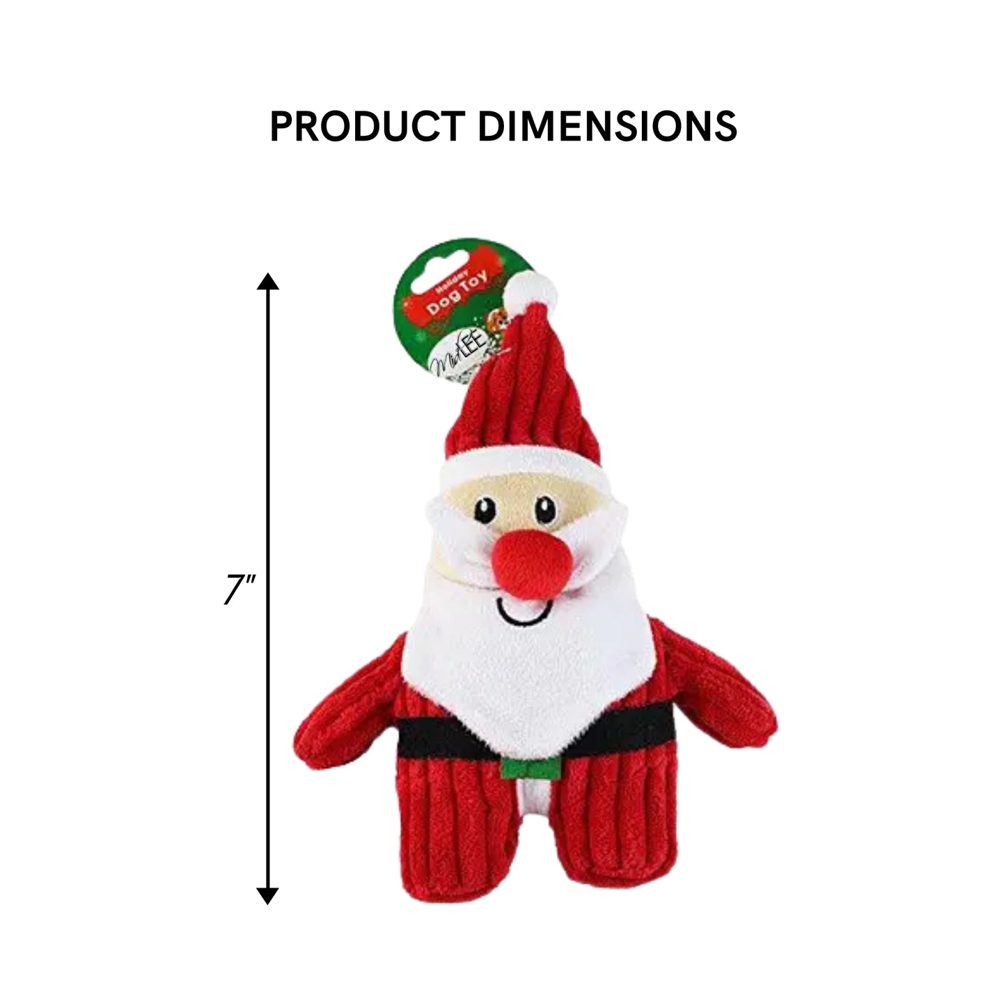 Midlee Christmas Corduroy Dog Toy (Santa)