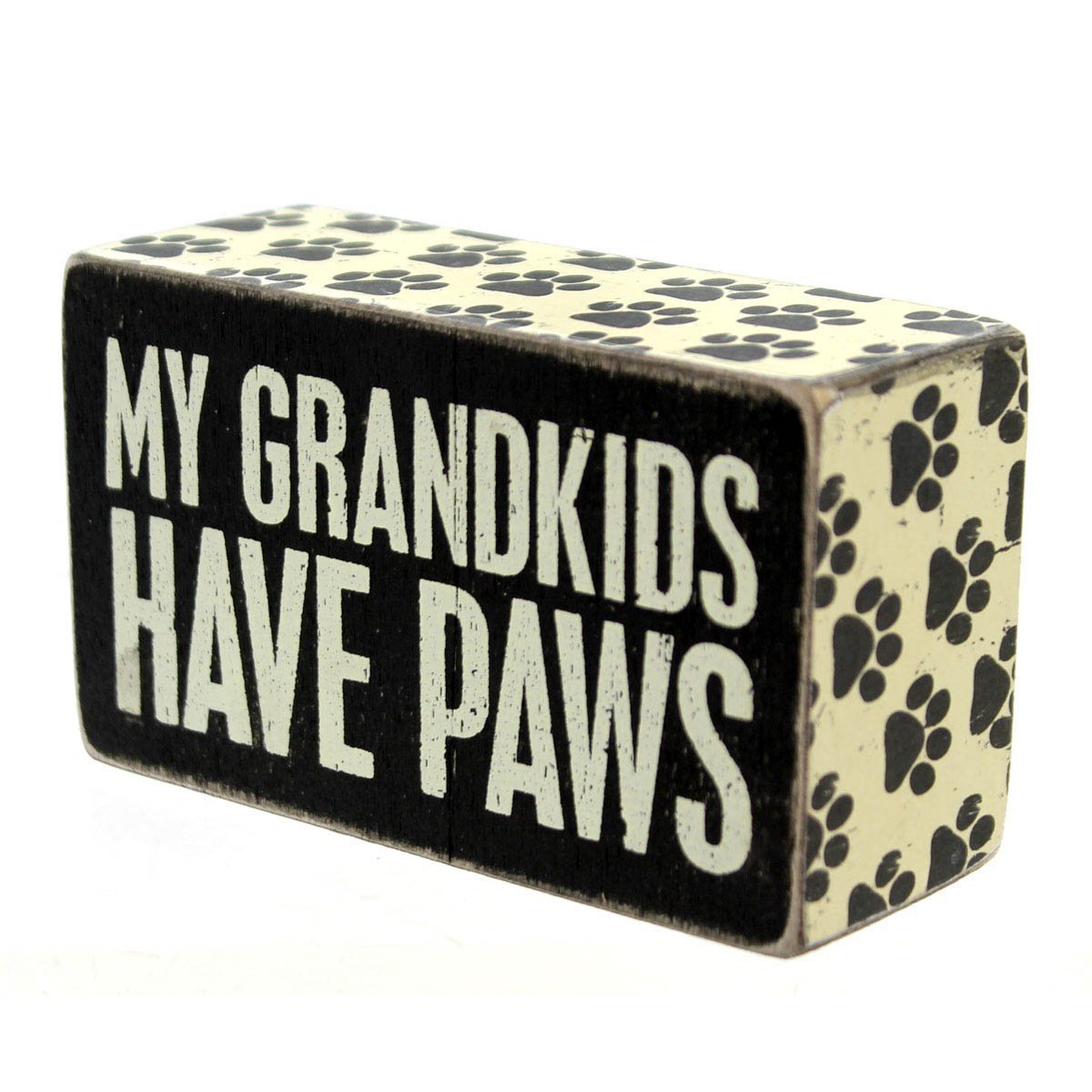 Primitives By Kathy Black Distressed Box Sign - My Grandkids Have Paws