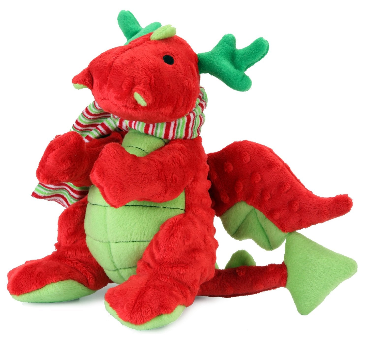 goDog Reindeer Holiday Dragon Tough Plush Dog Toy with Chew Guard