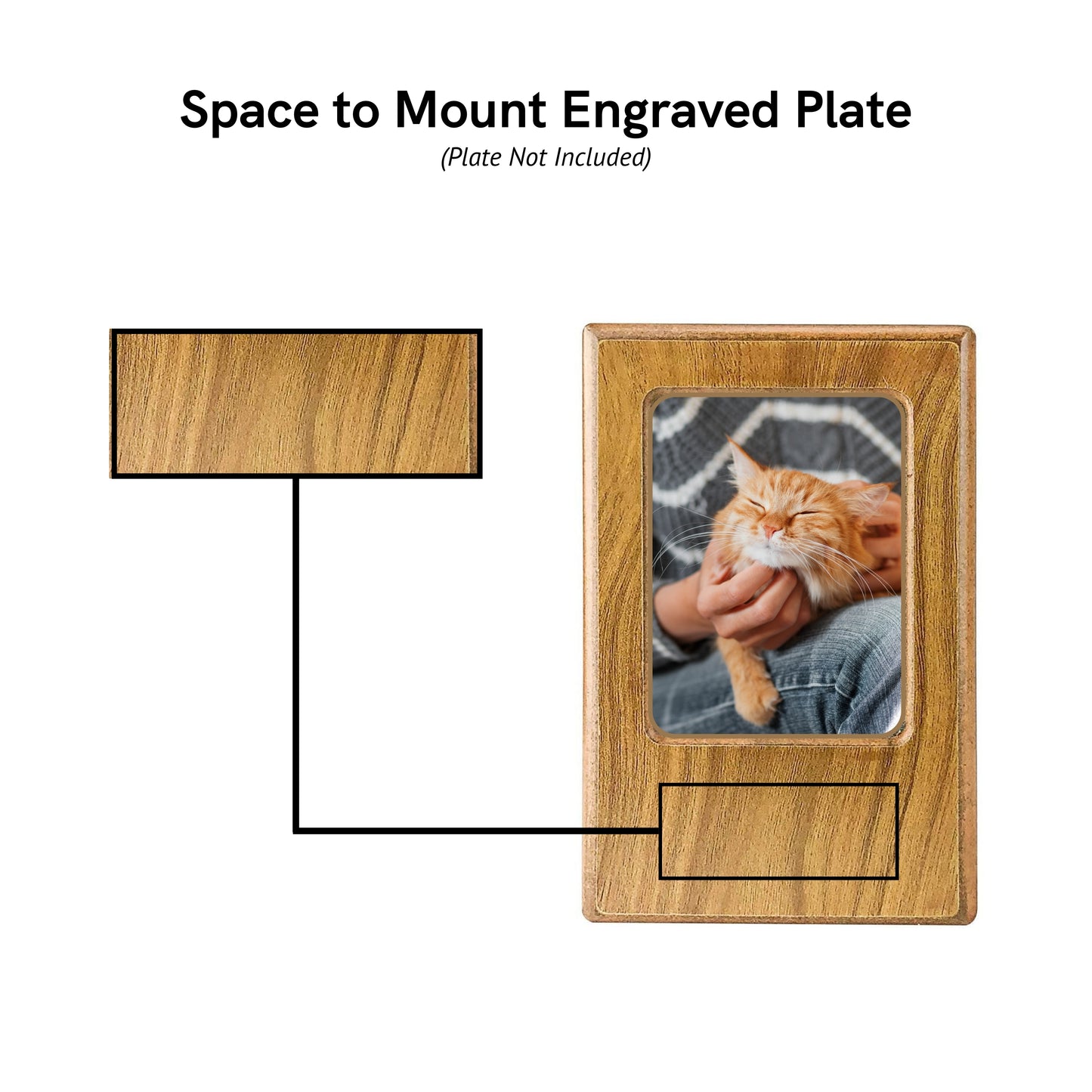 Midlee Oak Picture Frame Pet Urn 5.75" x 4" x 4.25", up to 30lbs Pet