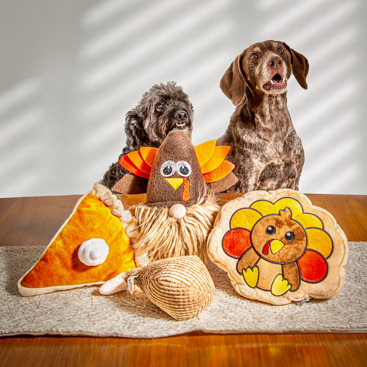 Midlee Thanksgiving Meal Dog Toy Set - Pumpkin Pie & Turkey Leg