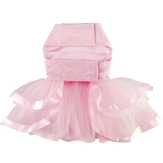 Pink Lace & Ruffles Dog Dress with Matching Leash