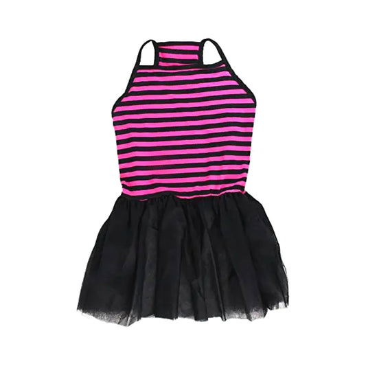 Midlee Pink & Black Stripe Tutu Large Dog Dress