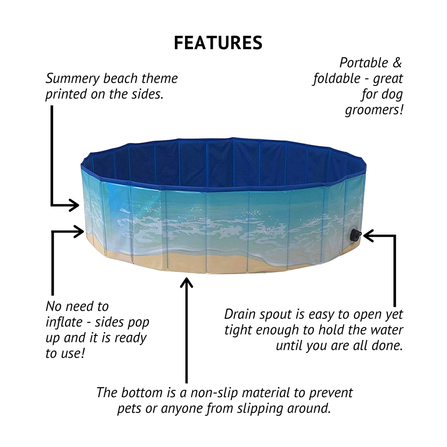 Midlee Dog Pool - Foldable & Portable Outdoor Bathing Tub …