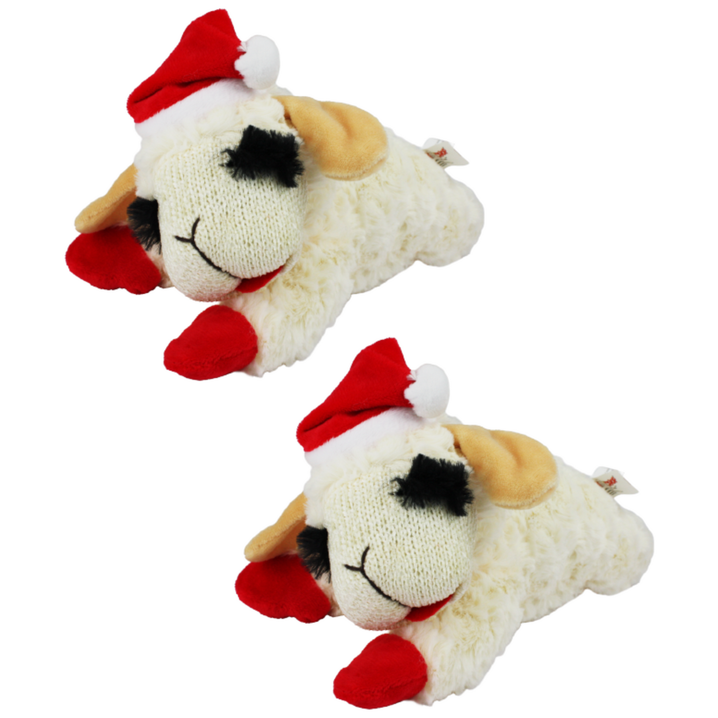 Lamb Chop Christmas Dog Toy with Santa Hat 6", 2 Pack