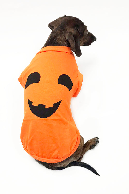 Midlee Pumpkin Face Dog Shirt Costume