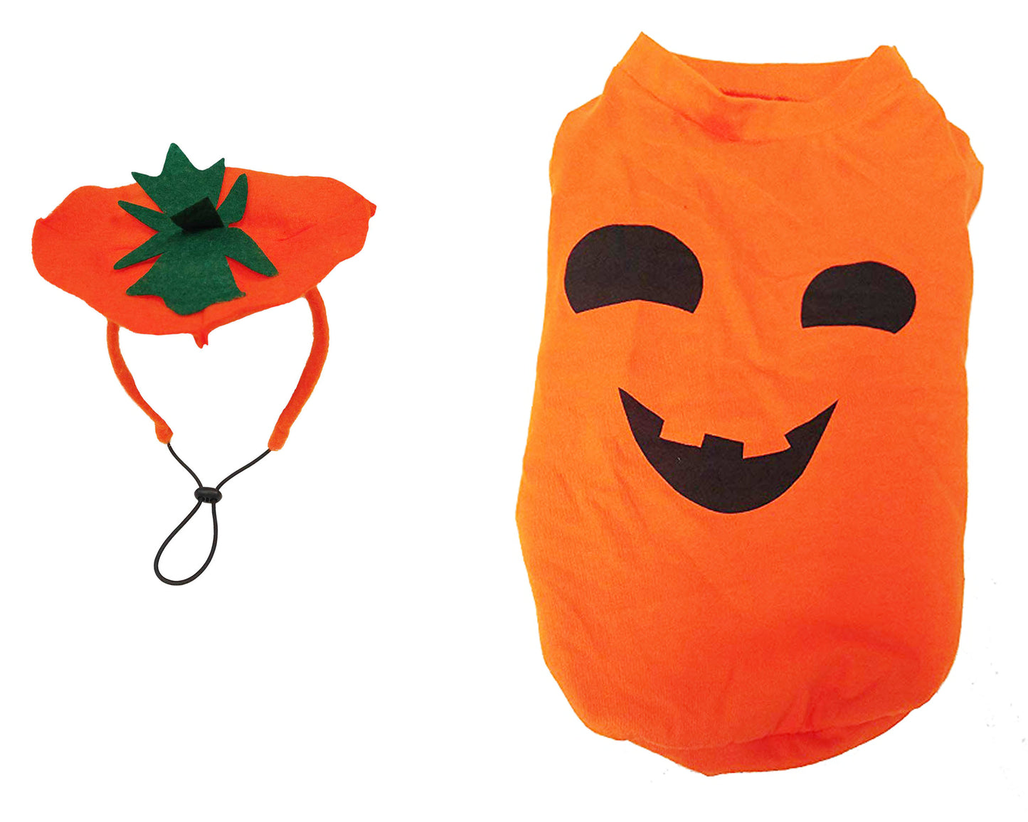 Midlee Large Dog Pumpkin Face Shirt & Headband Costume