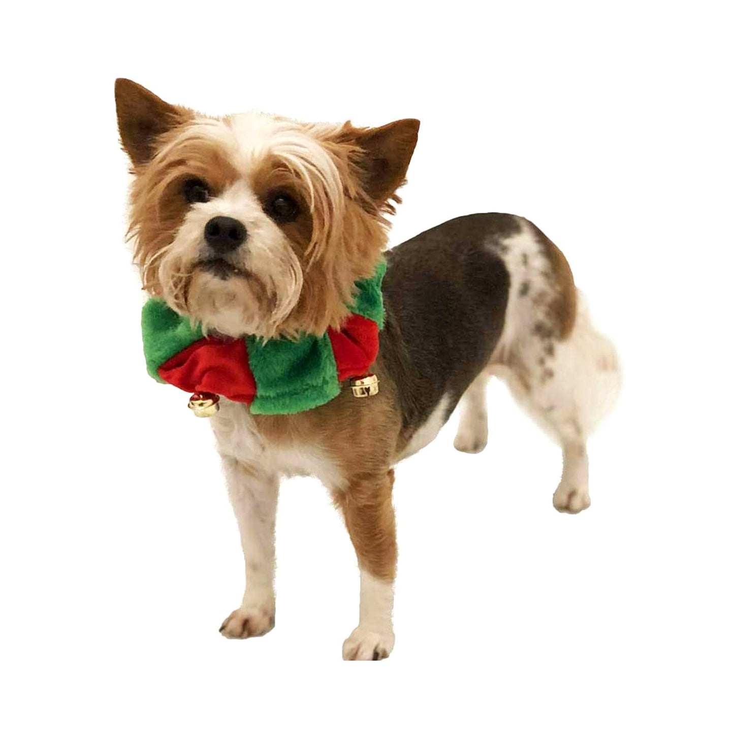 Midlee Red/Green Christmas Plush Bell Collar