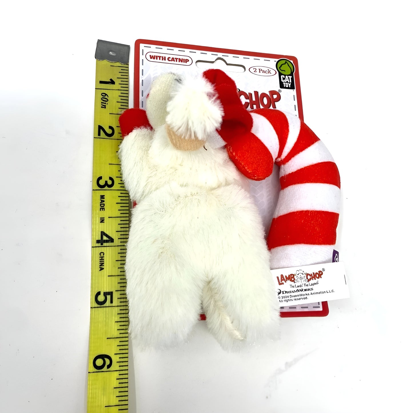 Multipet Lamb Chop Holiday Candy Cane Cat Toy-2Pk