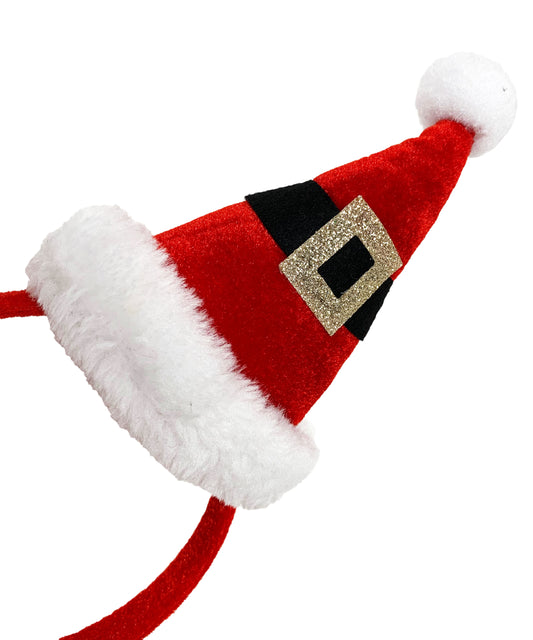 Midlee Santa Hat Headband with Red/White Bell Collar for Large Dogs