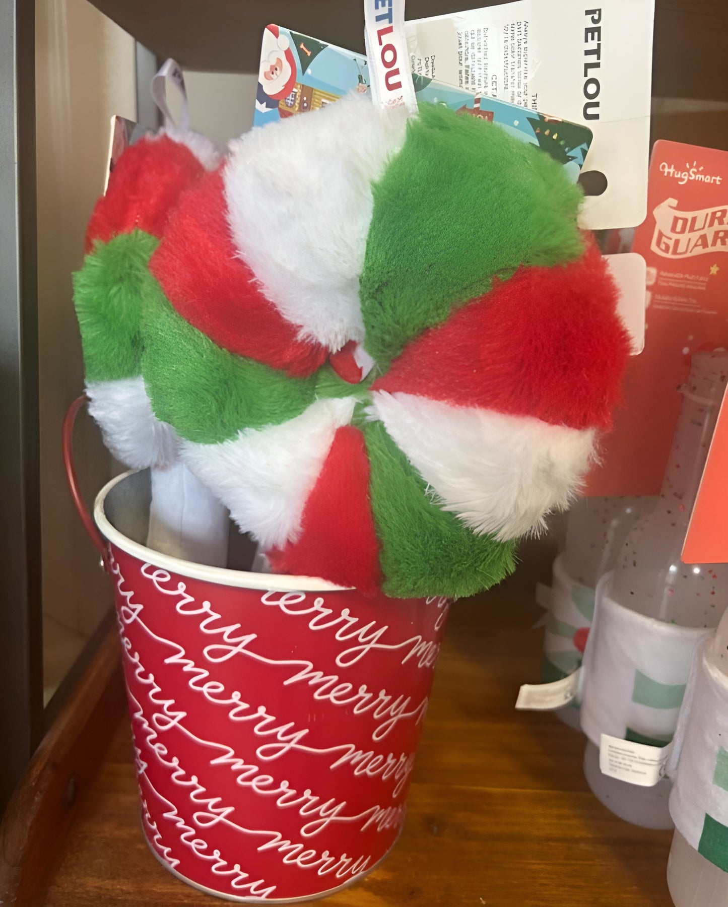 PetLou 12" Christmas Swirl Lollipop Plush Dog Toy