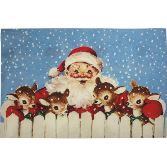 Primitives by Kathy Santa And Reindeer Entryway Christmas Indoor and Outdoor Door Mat Rug - 34" x 20"