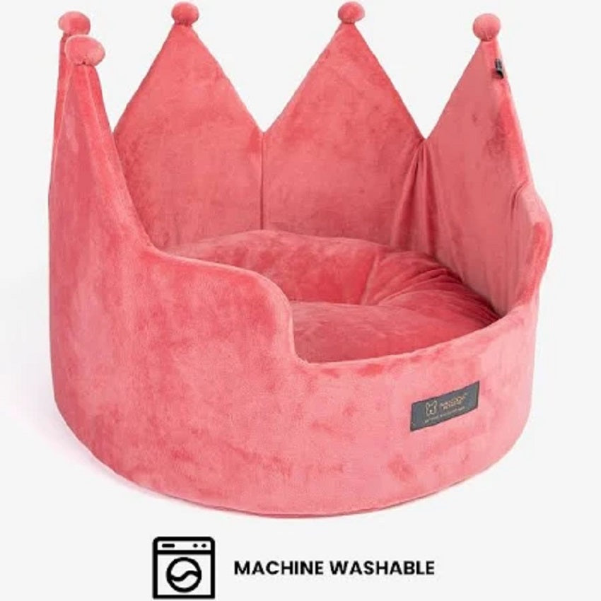 NANDOG Crown Bed Micro-Plush Bling Collection Dog & Cat Bed - Pink