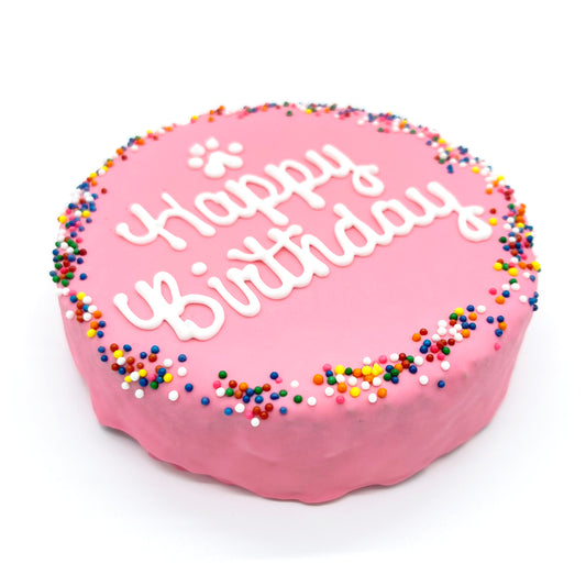 Sprinkle Pink Happy Birthday Dog Cake