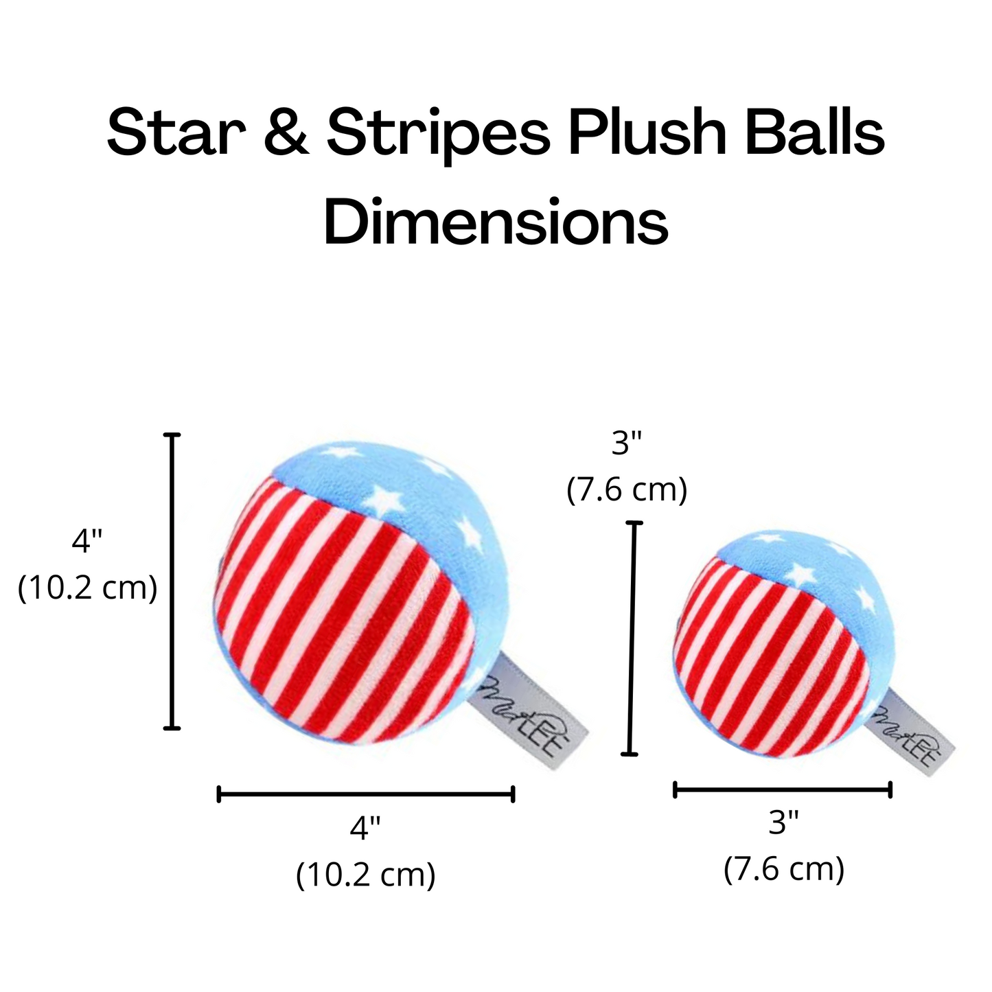 Midlee Star & Stripes 4th of July Dog Ball Toy 3" Pack of 2 (Small)