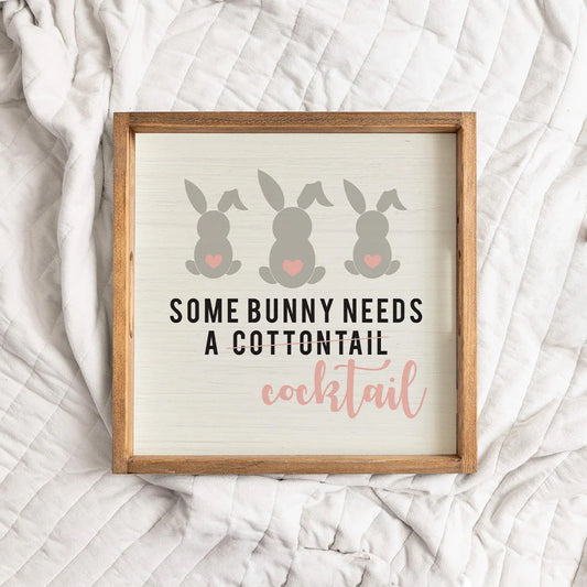 Rustic Marlin Some Bunny Needs a Cocktail Easter Wooden Serving Tray