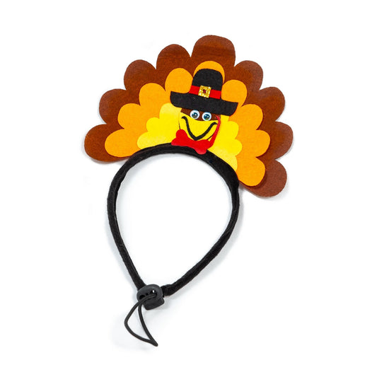 Midlee Turkey Dog Headband Costume- Thanksgiving Pet Outfit