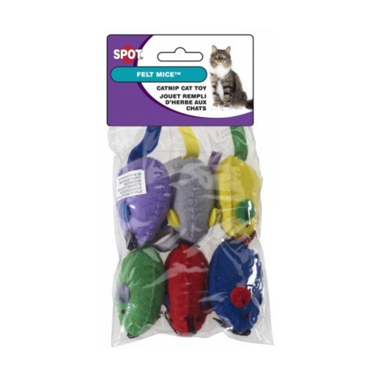 Spot Felt Mice with Catnip Cat Toys- 6 Mice