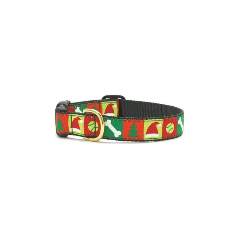 Up Country- Christmas List Style Dog Collar-Large (15-21”); Wide 1”