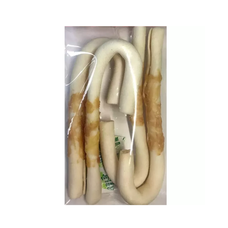 Holiday Twistedz Beefhide Dog Candy Cane w/Beef Meat Wrap 4pk 6"