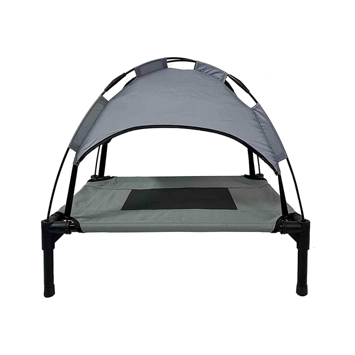 pet bed tent Midlee Grey Dog Cot with Canopy Elevated Pet Bed- Medium- Outside Raised Camping Tent