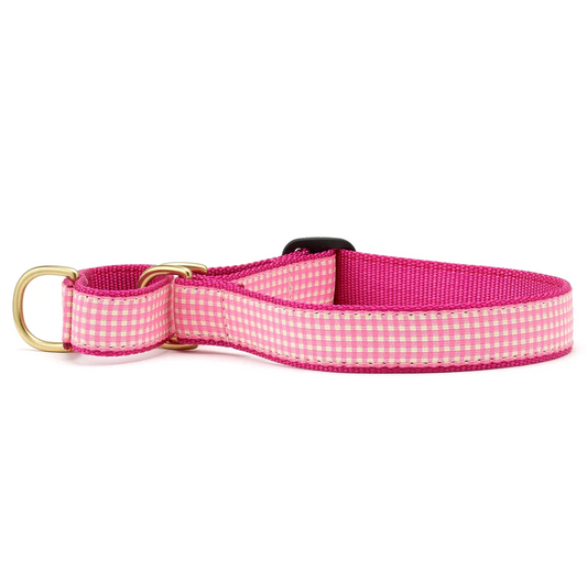 Up Country Pink Gingham Quick Release Dog Collar (X-Large (18-24 Inches) - 1 In Width)