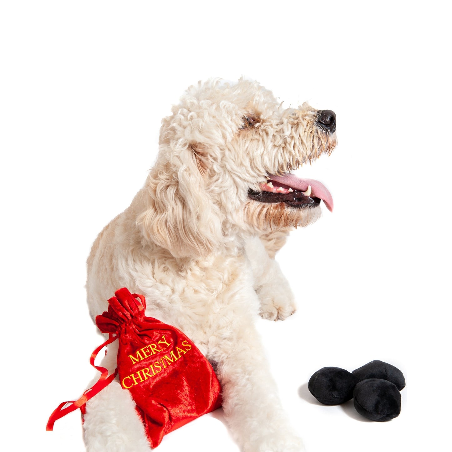 Midlee Bag of Coal Plush Christmas Dog Toy - 3"- Squeaky Interactive Pet Present