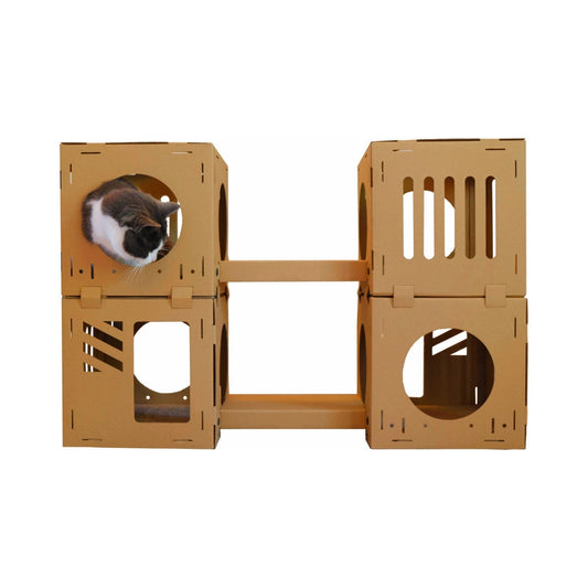 Midlee Cardboard Cat Climbing House Furniture- 2 Tower w/Scratching Pads