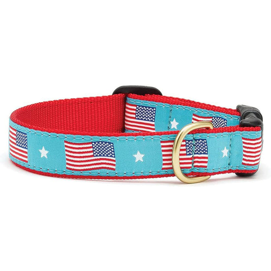 Up Country Flag Day Dog Collar - Medium (12 to 18 inches) 1 inch Wide Width