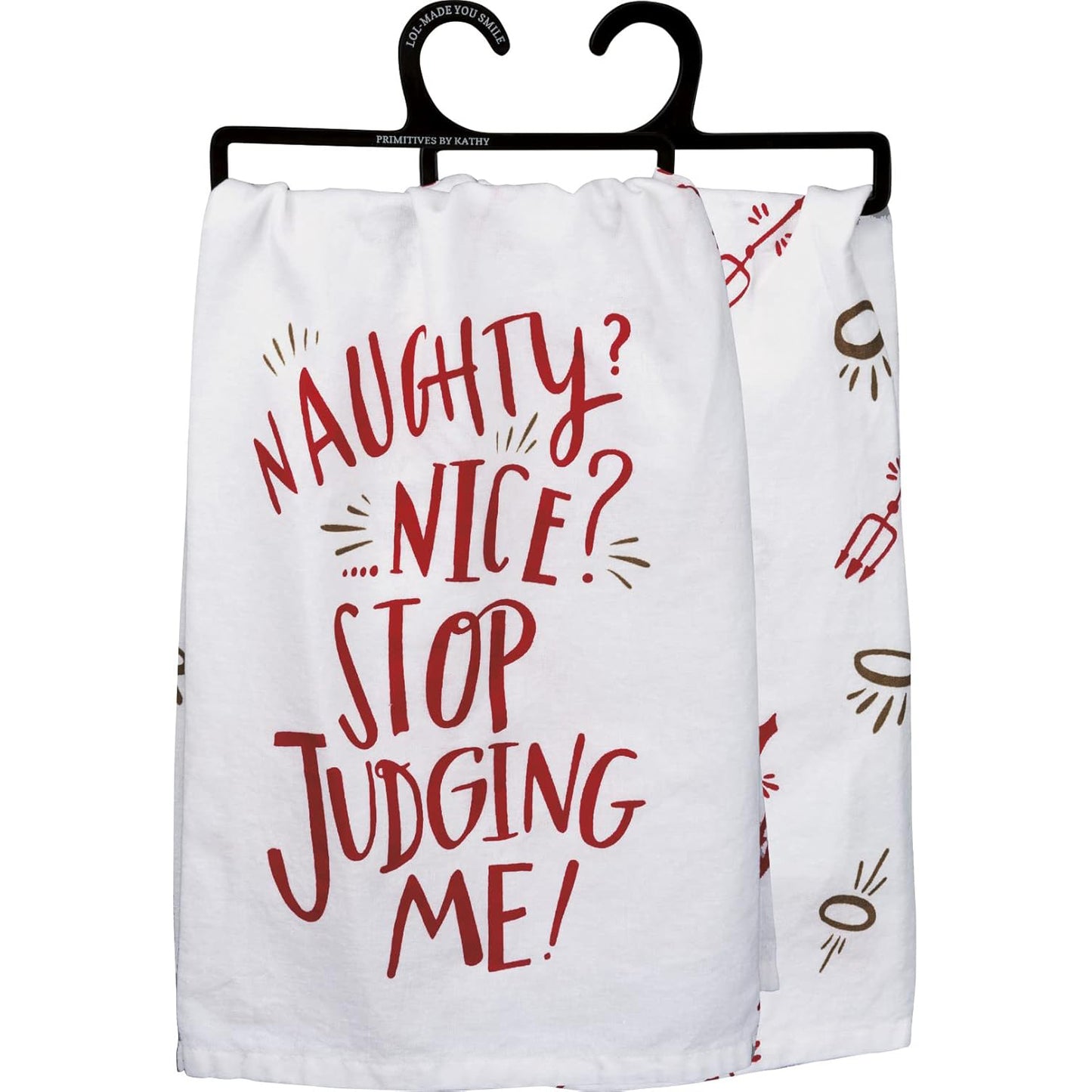 Primitives by Kathy Naughty Nice Kitchen Square Cotton Dish Towel - 28" x 28"