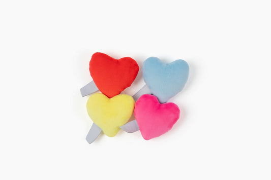 Midlee Candy Heart Valentine's Cat Toy with Catnip, Plush, 4 Pack, Valentine's Day Theme